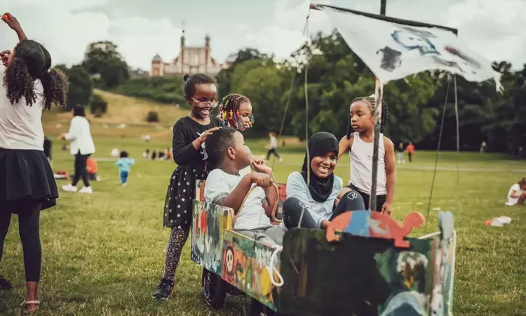 Children enjoying an activity during Play in the Park in Greenwich Park